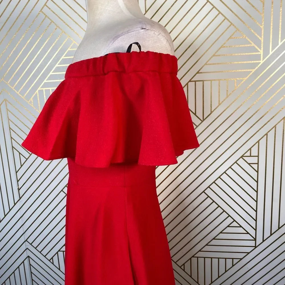 Black Halo Penelope Off the‎ Shoulder Dress in Red - Picture 9 of 12